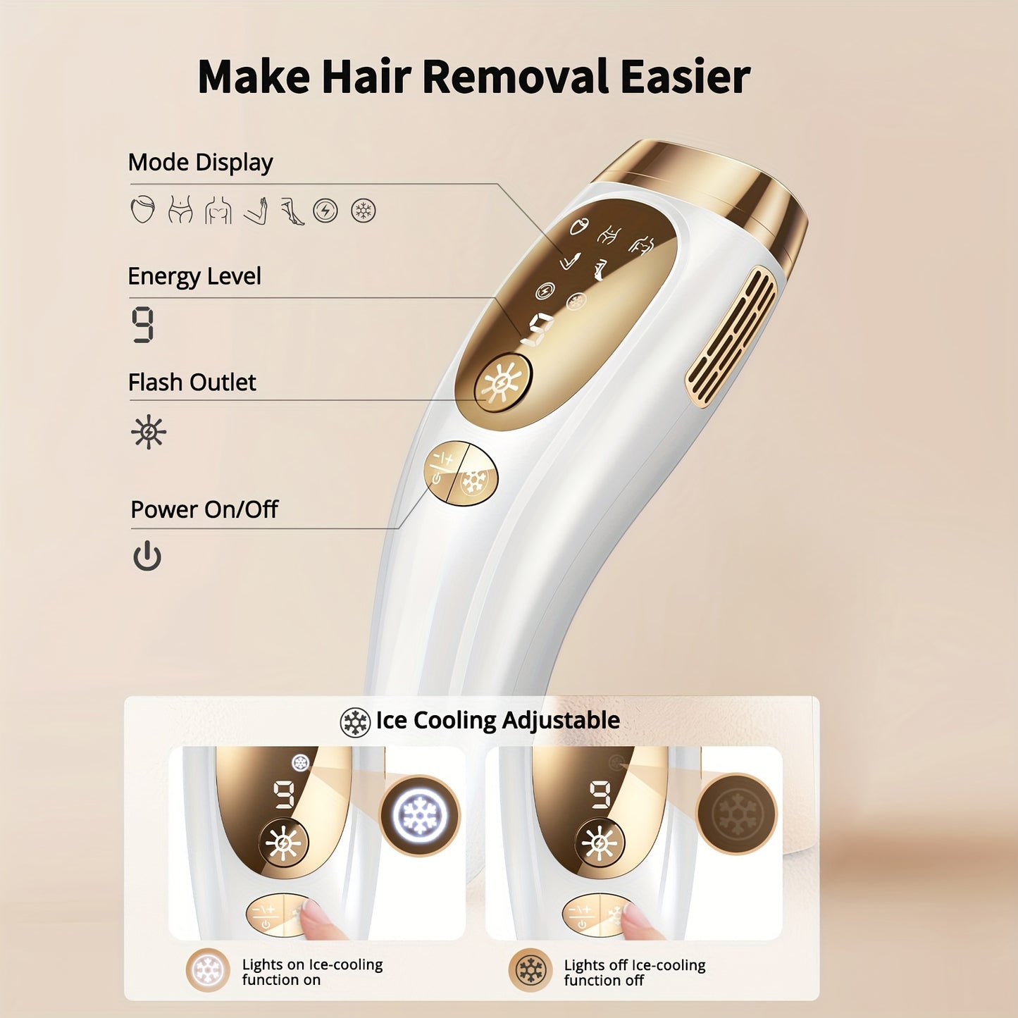 Zimonto - 2024 Ice Cooling IPL Hair Remover 5 Modes 18J Energy