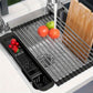 Versatile Black Stainless Steel RollUp Dish Drying Rack