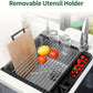 Versatile Black Stainless Steel RollUp Dish Drying Rack