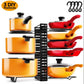 8-Tier Adjustable Iron Pot Rack Organizer with Hooks for Kitchen Storage and Display
