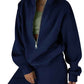 Womens Solid Color Fleece Jogger Set  HalfZip Top  Pants