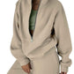 Womens Solid Color Fleece Jogger Set  HalfZip Top  Pants