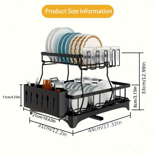 SpaceSaving 2Tier Carbon Steel Dish Rack Organizer
