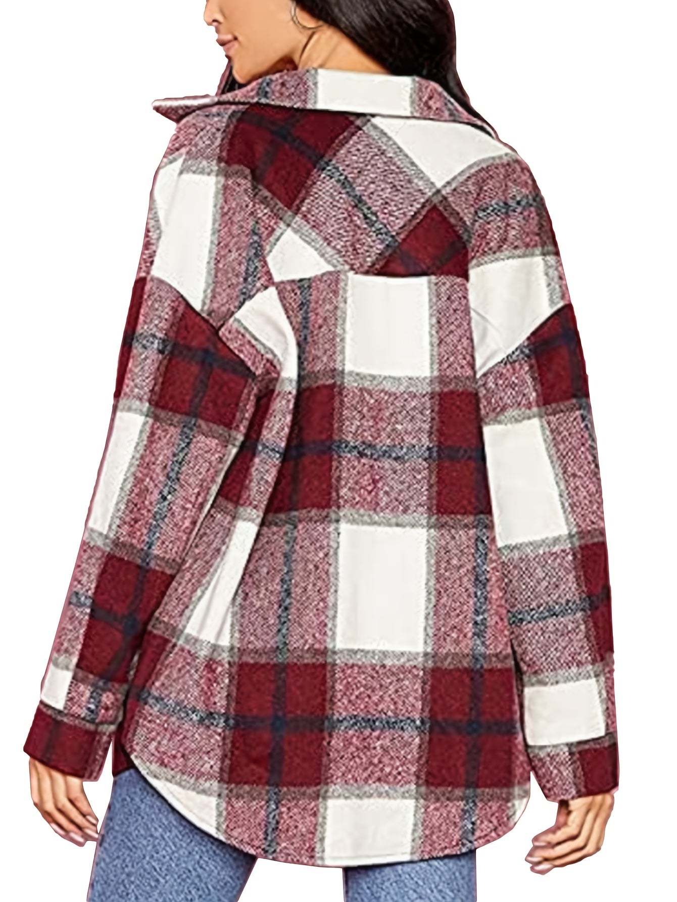 Zimonto - Womens Cozy Plaid Flannel Shacket Soft Fleece Jacket