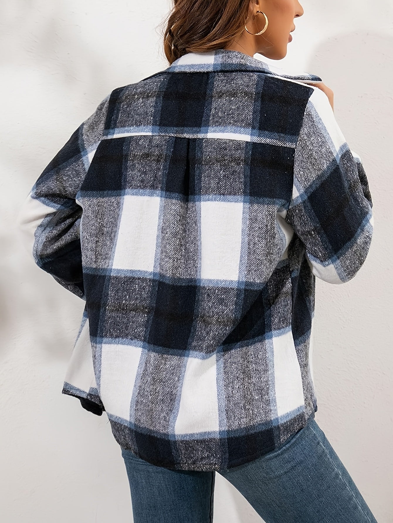 Zimonto - Womens Cozy Plaid Flannel Shacket Soft Fleece Jacket
