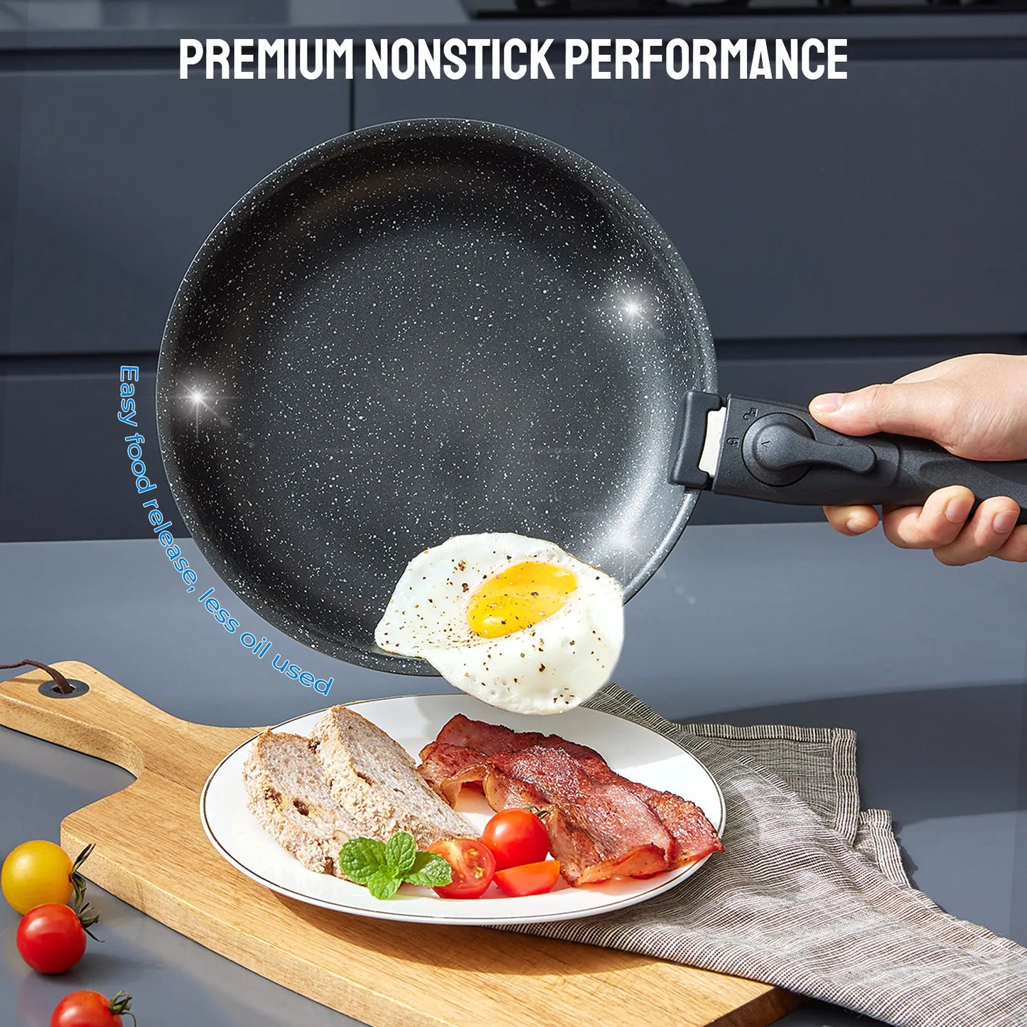 Zimonto - Induction Cookware Set 10 Pieces, Nonstick Pots and Pans Set with Removable Handles, for All Hobs, Stackable Design, Dishwasher/
