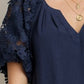 Zimonto - Umgee Full Size French Terry Boxy Cut Top with 3D Floral Sleeve Plus Size