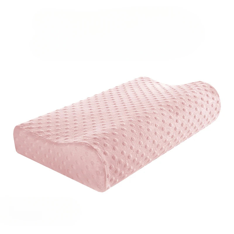 Zimonto - Long Pillow Memory Foam Bedding Pillow Neck Protection Slow Rebound Shaped Maternity Pillow For Sleeping Orthopedic Pillows Bubble Velvet Pink