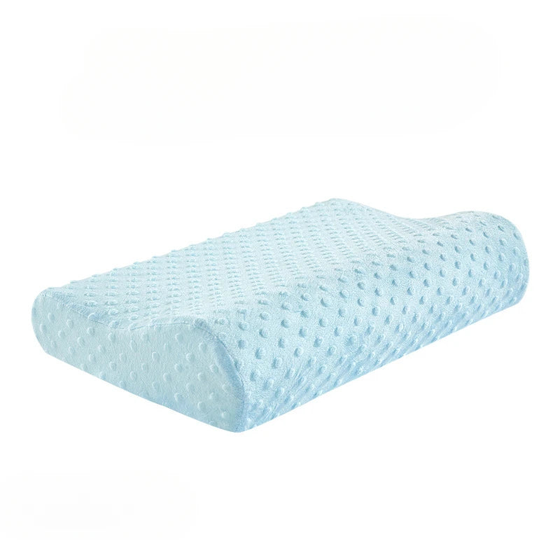 Zimonto - Long Pillow Memory Foam Bedding Pillow Neck Protection Slow Rebound Shaped Maternity Pillow For Sleeping Orthopedic Pillows Bubble Velvet Blue