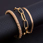 Zimonto - 3Pcs/Set Fashion Thick Chain Link Bracelets Bangles For Men's Vintage Snake Chain Bracelets Set Punk Jewelry