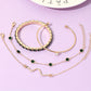 Zimonto - [4pcs Elegant Green Gemstone Bangle] 4pcs/Set Elegant Green Imitation Gemstone Rhinestone Claw Chain Snake Bracelet Open Bangle For Women