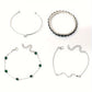 Zimonto - [4pcs Elegant Green Gemstone Bangle] 4pcs/Set Elegant Green Imitation Gemstone Rhinestone Claw Chain Snake Bracelet Open Bangle For Women