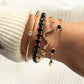 Zimonto - [4pcs Elegant Green Gemstone Bangle] 4pcs/Set Elegant Green Imitation Gemstone Rhinestone Claw Chain Snake Bracelet Open Bangle For Women
