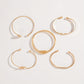 Zimonto - 5 Pieces Vintage Elegant Simple Geometric Twisted Glossy Open Bangle Set Women's Daily Match Attend Party Vacation Dating Holiday Gift