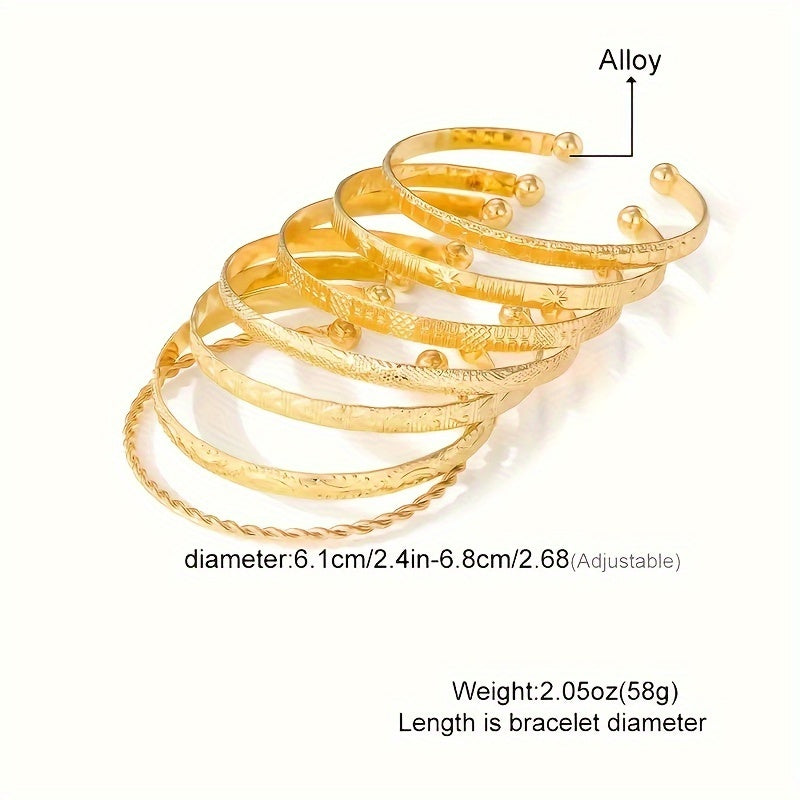 Zimonto - 7 Pcs Set Of Unique Bracelet Alloy Jewelry Hammered Pattern Arrow Love Exaggerated Personality Female Hand Jewelry Set