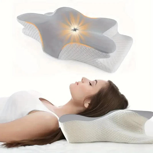 Zimonto - Memory Foam Pillows Butterfly Shaped Relaxing Cervical Slow Rebound Neck Pillow Pain Relief Sleeping Orthopedic Pillow Beding