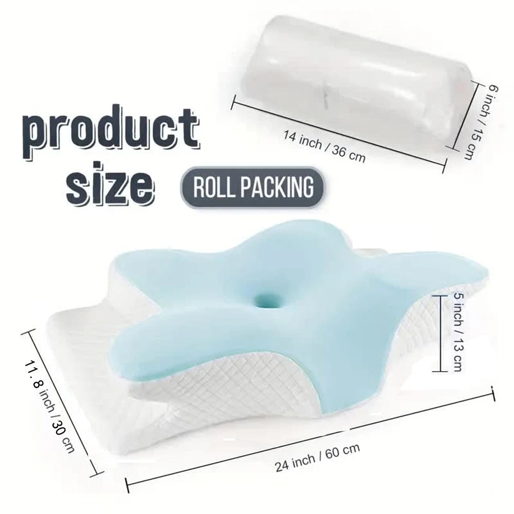 Zimonto - Memory Foam Pillows Butterfly Shaped Relaxing Cervical Slow Rebound Neck Pillow Pain Relief Sleeping Orthopedic Pillow Beding