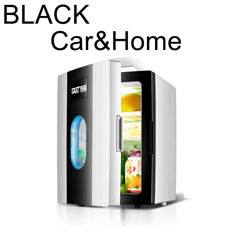 Zimonto - Small 10L mini car refrigerator refrigeration student dormitory cosmetic refrigerator car home dual-use Black
