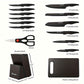 15-Piece Professional Black Kitchen Knife Set With Stainless Steel Blades And Stylish Storage Block