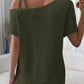 Zimonto - Asymmetrical Neck Short Sleeve T-Shirt