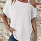 Zimonto - Asymmetrical Neck Short Sleeve T-Shirt