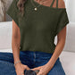 Zimonto - Asymmetrical Neck Short Sleeve T-Shirt