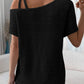 Zimonto - Asymmetrical Neck Short Sleeve T-Shirt