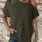 Zimonto - Asymmetrical Neck Short Sleeve T-Shirt