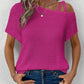 Zimonto - Asymmetrical Neck Short Sleeve T-Shirt