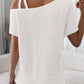 Zimonto - Asymmetrical Neck Short Sleeve T-Shirt White