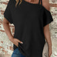 Zimonto - Asymmetrical Neck Short Sleeve T-Shirt