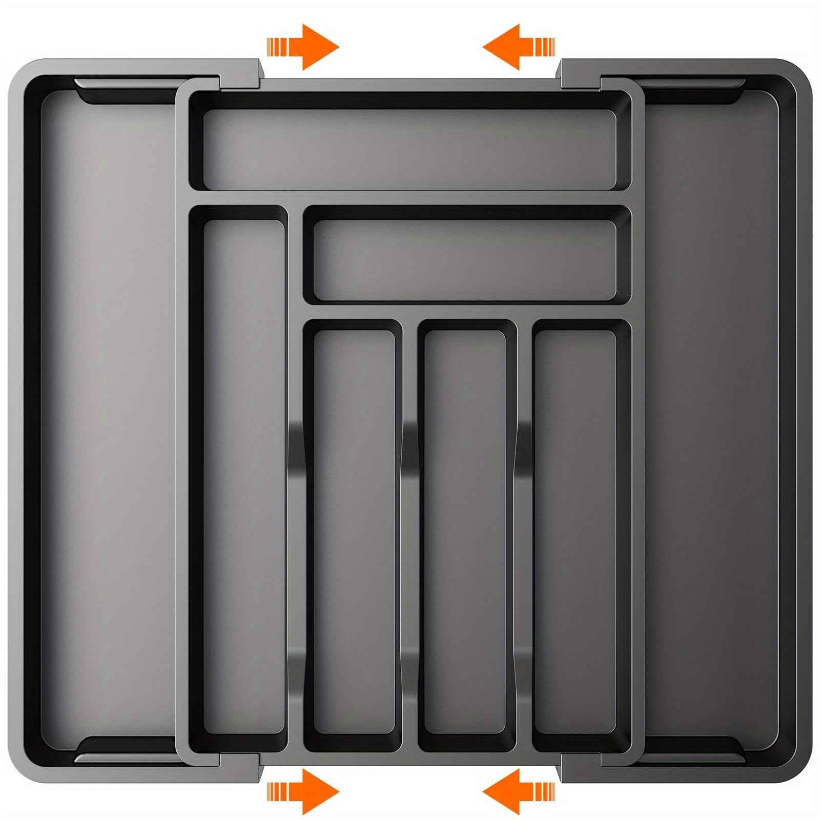 Adjustable 2-Section Expandable Cutlery Tray Organizer for Kitchen Drawers - Durable & Minimalist Design