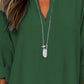 Zimonto - Solid Color Notched Long Sleeve Blouse