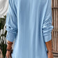 Zimonto - Solid Color Notched Long Sleeve Blouse