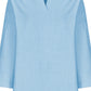 Zimonto - Solid Color Notched Long Sleeve Blouse