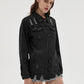 Zimonto - Womens Oversized Faux Denim Jacket with Frayed Hem
