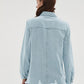 Zimonto - Womens Oversized Faux Denim Jacket with Frayed Hem
