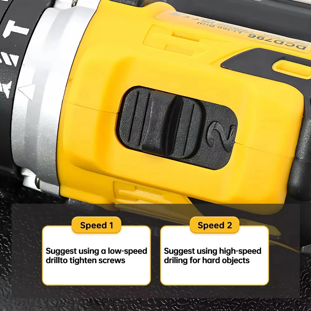 Zimonto - Dewalt DCD796 13mm Brushless Impact Electric Drill Multifunctional Cordless Screwdriver Rechargeable 20V Battery Power Tools