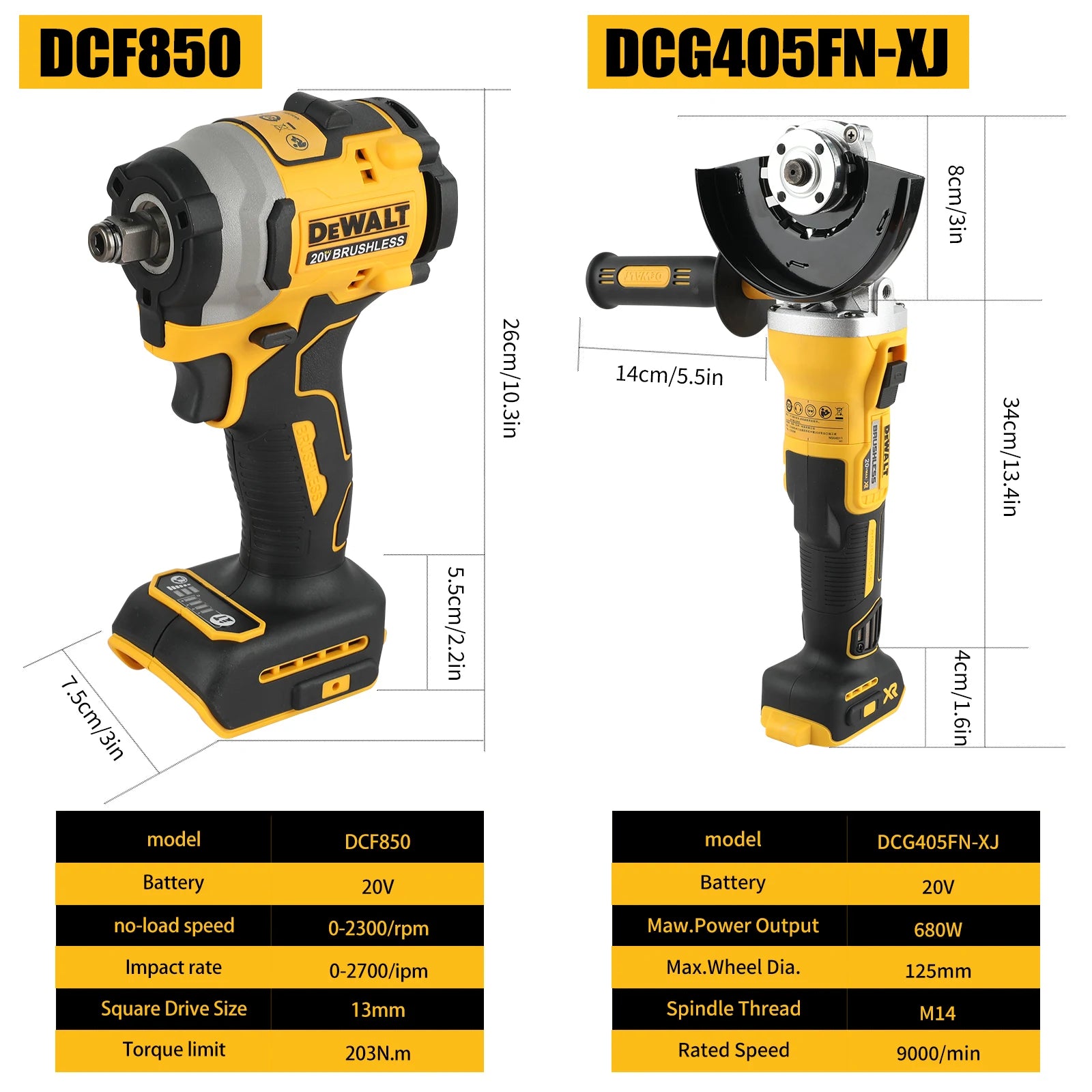 Zimonto - DeWalt Dcf850 Dcg405FNbag electric wrench angle grinder polishing machine 2 tool combination combination hand drill impact drill