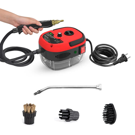 Zimonto - 2500W Portable Handheld Steam Cleaner High Temperature Pressurized Steam Cleaning Machine with Brush Heads for Furniture Car Red United States us