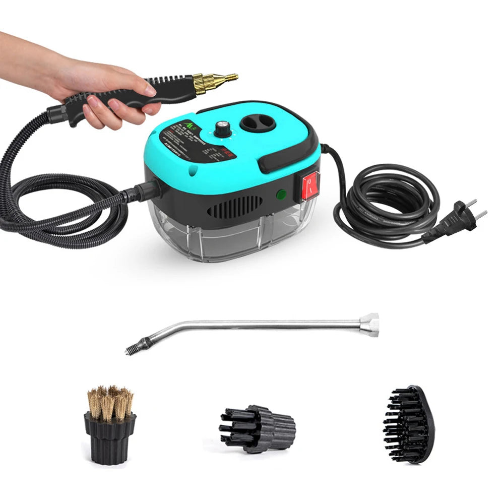 Zimonto - 2500W Portable Handheld Steam Cleaner High Temperature Pressurized Steam Cleaning Machine with Brush Heads for Furniture Car Blue United States us
