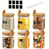 6-Piece 18oz Glass Storage Jars With Bamboo Lids, Eco-Friendly, Reusable, Flip-Top Design