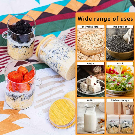 6-Piece 18oz Glass Storage Jars With Bamboo Lids, Eco-Friendly, Reusable, Flip-Top Design