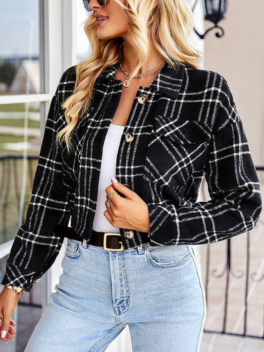 Zimonto - Womens Casual Plaid Flannel ButtonUp Jacket