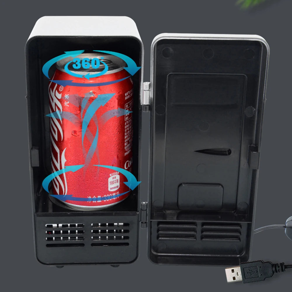Zimonto - Mini USB Fridge Portable Cooler Beverage Drink Cans Cooler / Warmer Refrigerator for Car Laptop PC Computer Black Red Color 2024