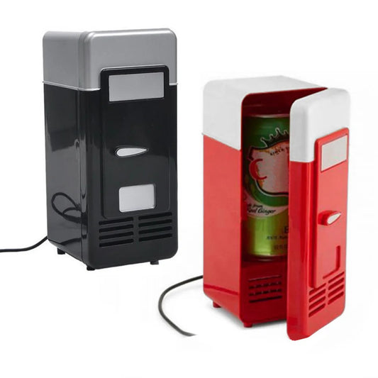 Zimonto - Mini USB Fridge Portable Cooler Beverage Drink Cans Cooler / Warmer Refrigerator for Car Laptop PC Computer Black Red Color 2024