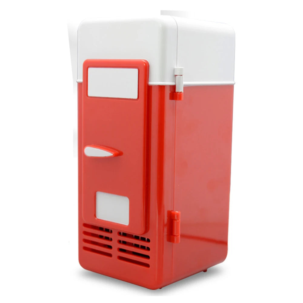 Zimonto - Mini USB Fridge Portable Cooler Beverage Drink Cans Cooler / Warmer Refrigerator for Car Laptop PC Computer Black Red Color 2024 Red