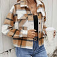 Womens Casual Plaid Cropped Jacket with Pockets