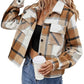 Womens Casual Plaid Cropped Jacket with Pockets