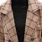 Womens Oversize Wool Blend Plaid DoubleBreasted Trench Coat